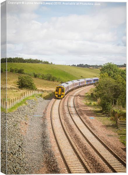  New Borders Train going through Borthwick Canvas Print by Lynne Morris (Lswpp)