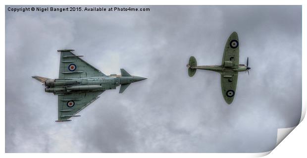  Eurofighter and Spitfire Display Print by Nigel Bangert