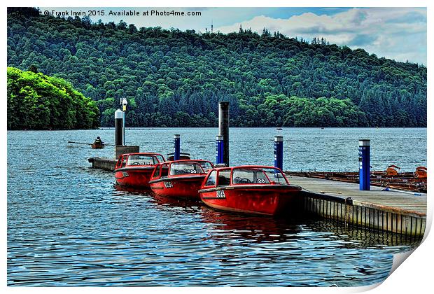  Windermere, motor boats for hire Print by Frank Irwin