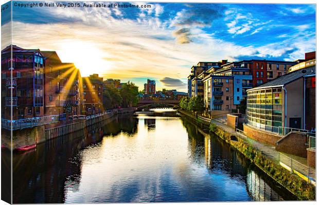  Sunrise over the river Aire Canvas Print by Neil Vary