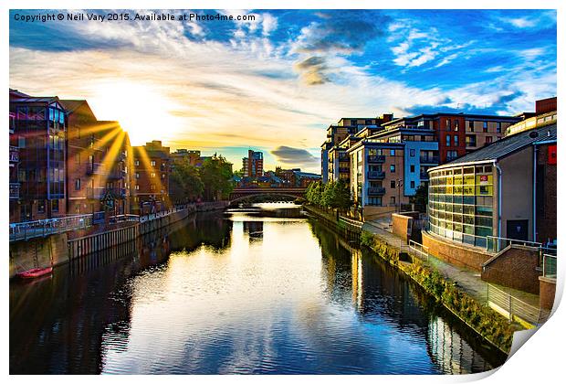 Sunrise over the river Aire Print by Neil Vary