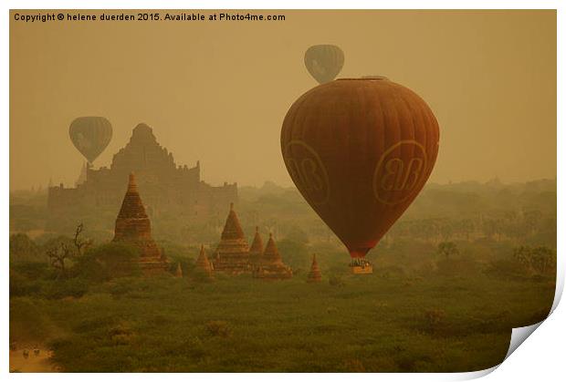  Balloon over Bagan Print by helene duerden