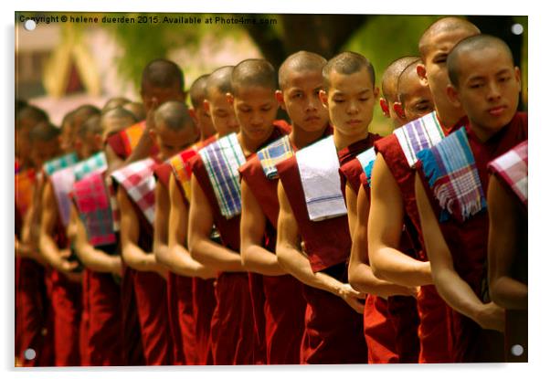  Buddhist Monks  Acrylic by helene duerden