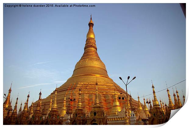  Golden Temple in Myanmar Print by helene duerden