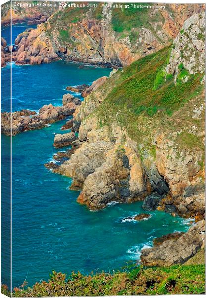  Guernsey Cliffs Canvas Print by Gisela Scheffbuch