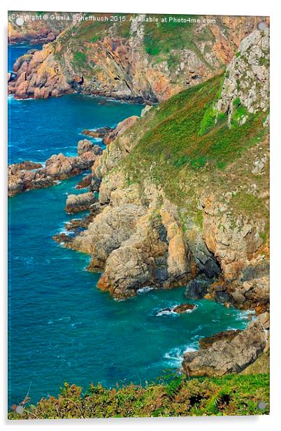  Guernsey Cliffs Acrylic by Gisela Scheffbuch