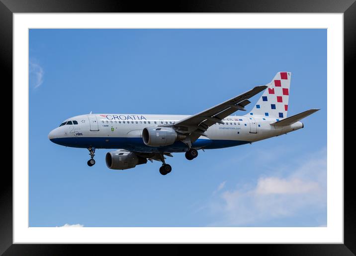  Croatia Airlines Airbus A319 Framed Mounted Print by David Pyatt