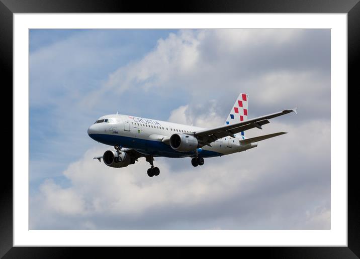 Croatia Airlines Airbus A319 Framed Mounted Print by David Pyatt