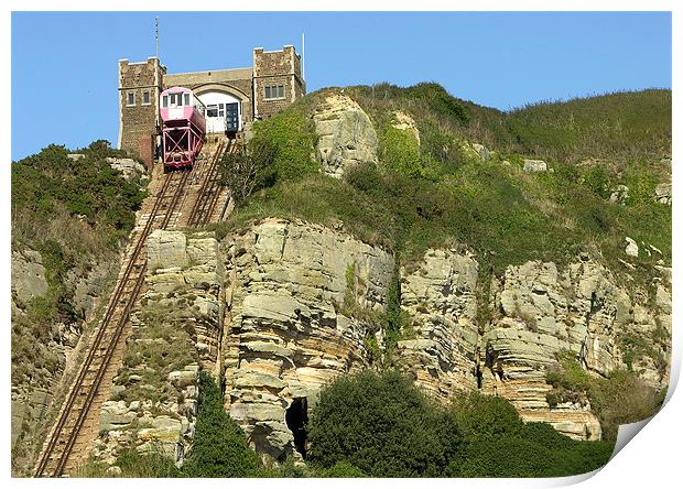 EAST HILL LIFT UP TO HASTINGS CASTLE. Print by Ray Bacon LRPS CPAGB