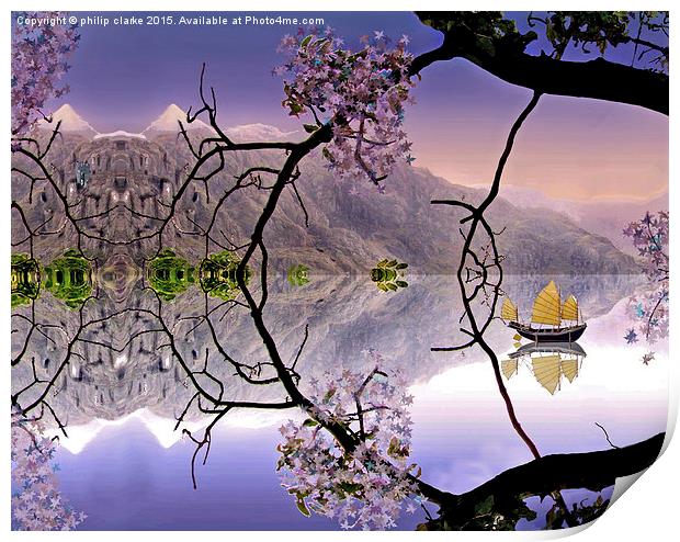  Oriental Reflected Landscape Print by philip clarke