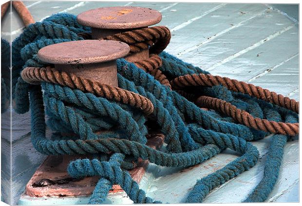 ROPES ON THE BOAT Canvas Print by Ray Bacon LRPS CPAGB