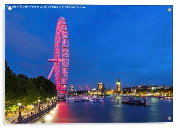  London Eye At Night  Acrylic by John Fowler