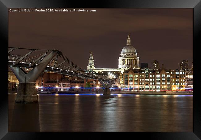  St Pauls Cathedral and millennium Bridge Framed Print by John Fowler
