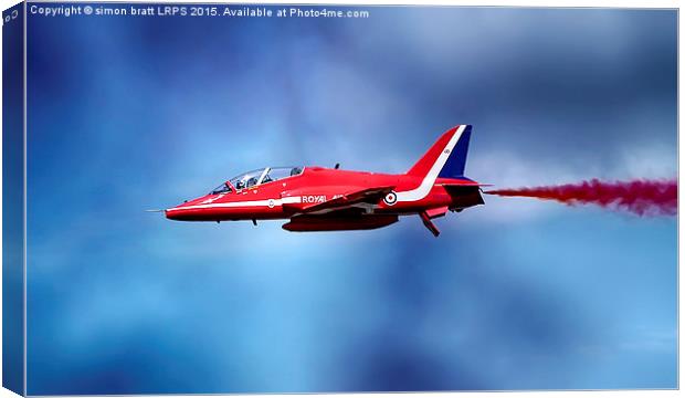 Red Arrow fly past close up Canvas Print by Simon Bratt LRPS