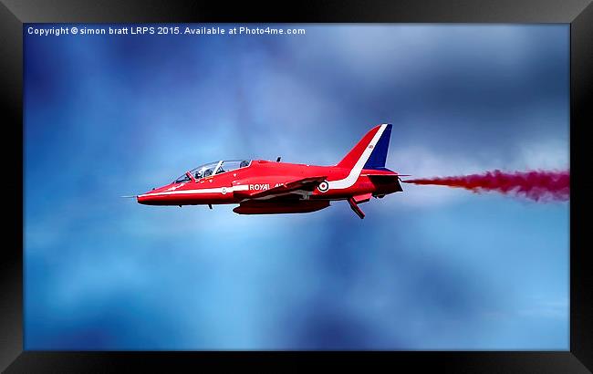 Red Arrow fly past close up Framed Print by Simon Bratt LRPS