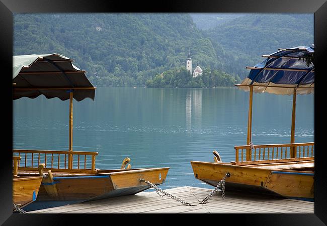 View across Lake Bled , Slovenia . Framed Print by Ian Middleton