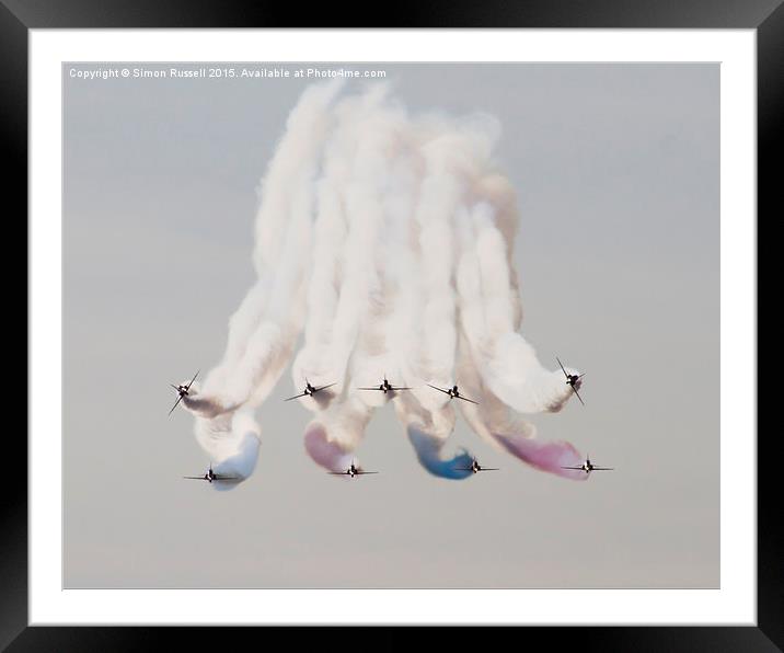  Red Arrows in flight Framed Mounted Print by Simon Russell