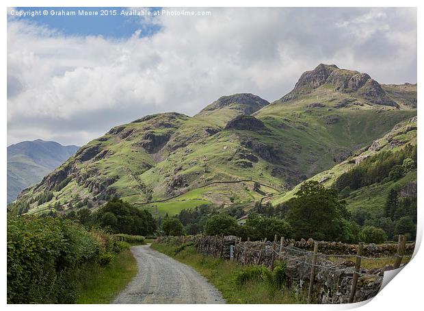 Langdale Pikes from Green Lane Print by Graham Moore