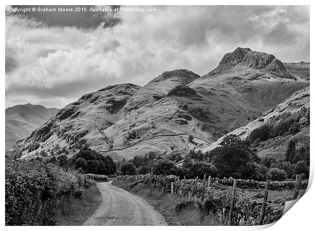 Langdale Pikes from Green Lane Print by Graham Moore