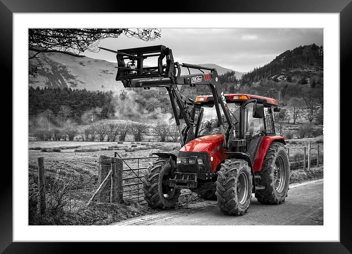  Red Tractor Selective Colouring Framed Mounted Print by Gary Kenyon