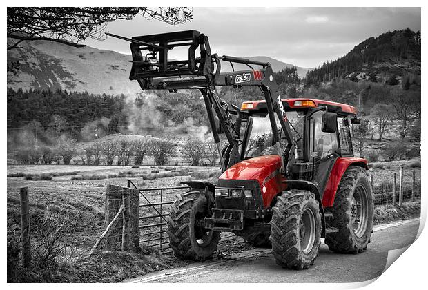  Red Tractor Selective Colouring Print by Gary Kenyon