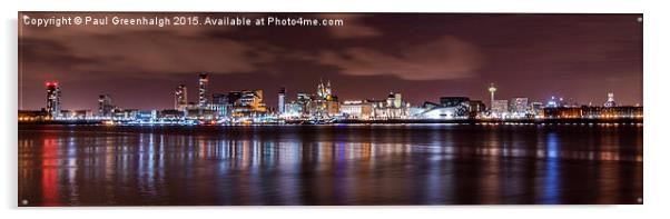   Liverpool night skyline Acrylic by Paul Greenhalgh