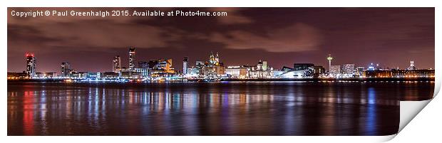   Liverpool night skyline Print by Paul Greenhalgh
