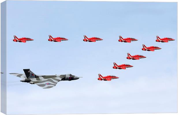 Red Arrows and Vulcan  Canvas Print by Andrew Baines