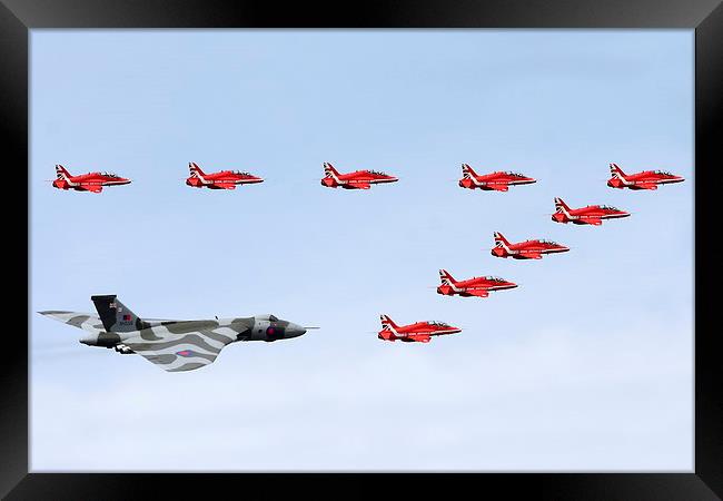  Red Arrows and Vulcan  Framed Print by Andrew Baines