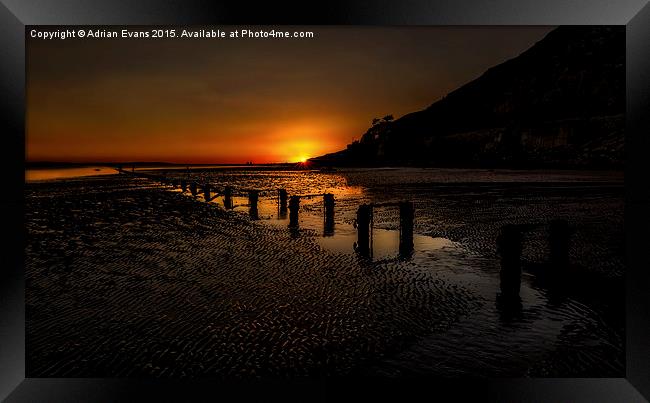 Sunset By The Beach Deganwy Framed Print by Adrian Evans