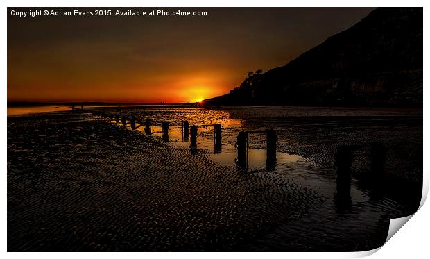 Sunset By The Beach Deganwy Print by Adrian Evans