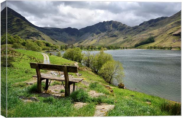 Seat with a View Buttermere Canvas Print by Gary Kenyon