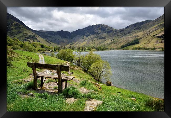 Seat with a View Buttermere Framed Print by Gary Kenyon