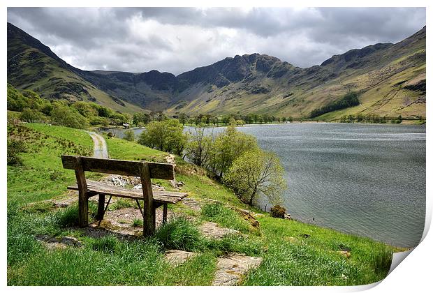 Seat with a View Buttermere Print by Gary Kenyon