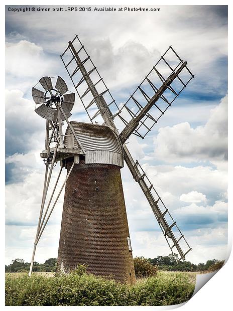 Windmill in Norfolk UK Print by Simon Bratt LRPS