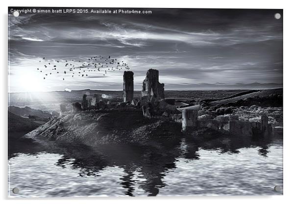 Ruins on the water landscape Acrylic by Simon Bratt LRPS