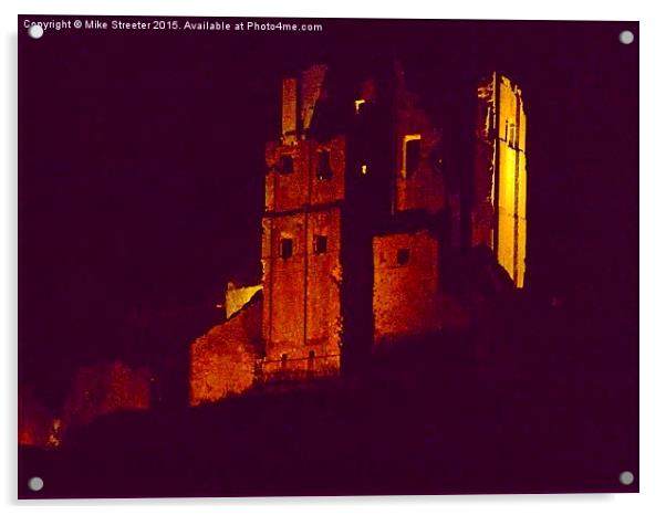  Corfe Castle at night. Acrylic by Mike Streeter