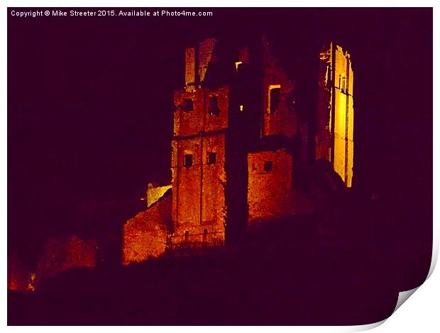  Corfe Castle at night. Print by Mike Streeter