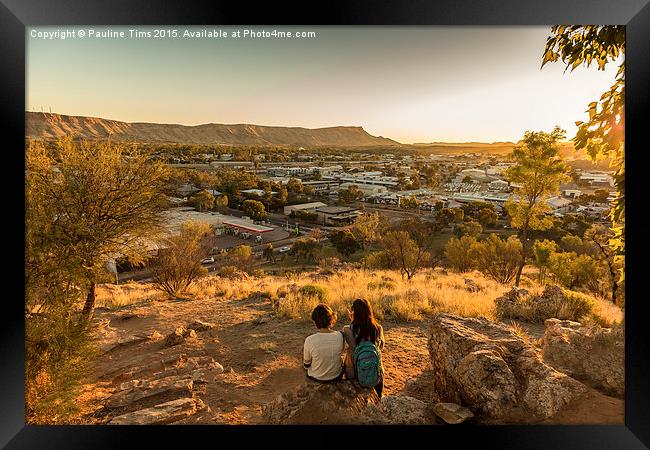 Anzac Hill  look  out Alice Springs, Northere Terr Framed Print by Pauline Tims