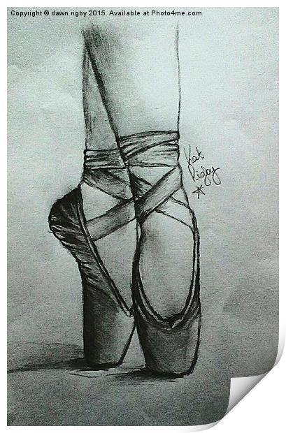  Ballet Shoes in Charcoal Print by Dawn Rigby