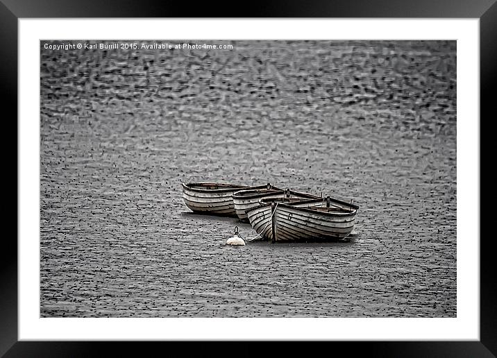  Three boats in the rain Framed Mounted Print by Karl Burrill