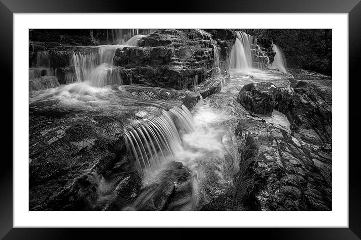 Waterfall country South Wales Framed Mounted Print by Leighton Collins