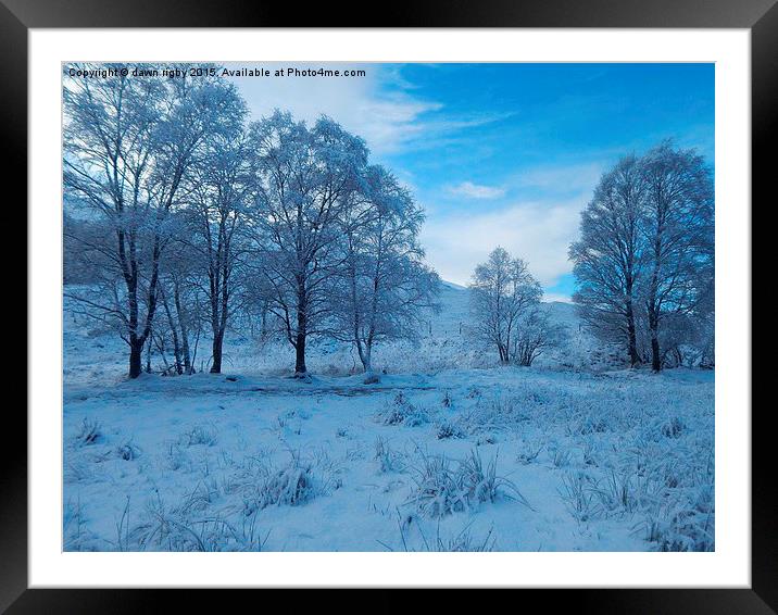  Snow in the Glen Framed Mounted Print by Dawn Rigby