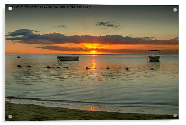  Mauritius Sunset Acrylic by Gilbert Hurree