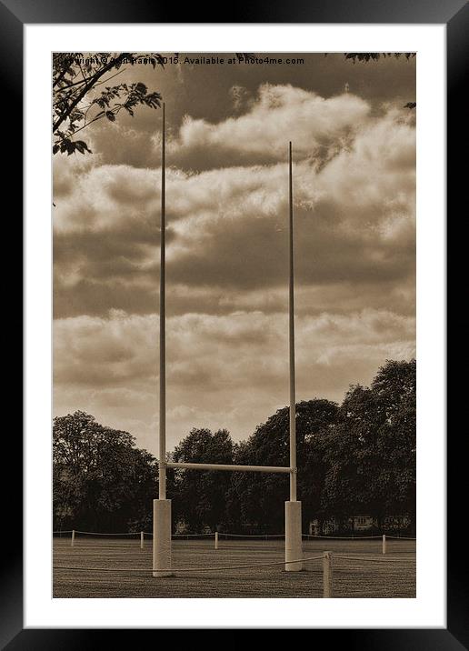 Rugby goal post at Rugby School Framed Mounted Print by Avril Harris