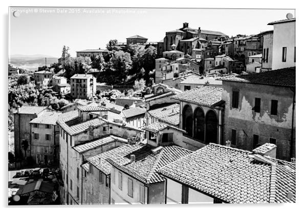 Tuscan Echoes - Siena's Monochrome Skyline Acrylic by Steven Dale