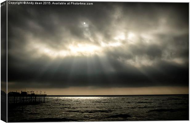  Sun rays on the sea Canvas Print by Andy dean