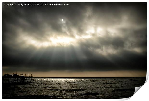  Sun rays on the sea Print by Andy dean