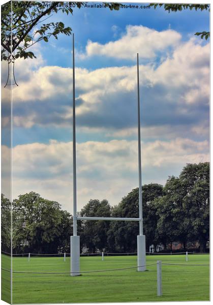  Rugby goal post at Rugby School Canvas Print by Avril Harris