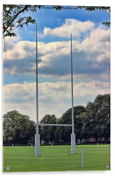  Rugby goal post at Rugby School Acrylic by Avril Harris